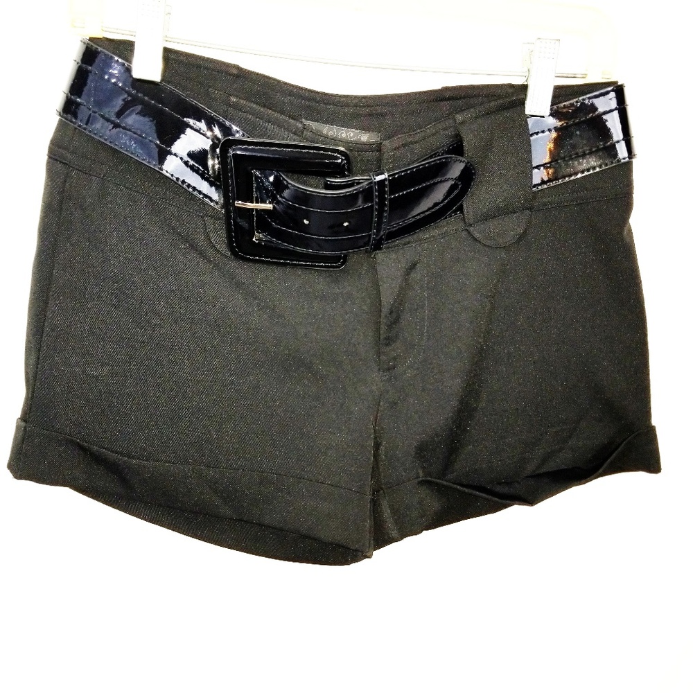 Rampage Women's Belted Black Tuxedo Shorts